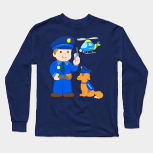 Cop with Police Dog for Kids Long Sleeve T-Shirt